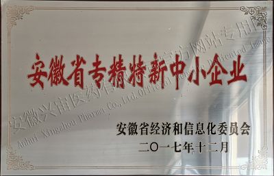 安徽省专精特新中小企业证书